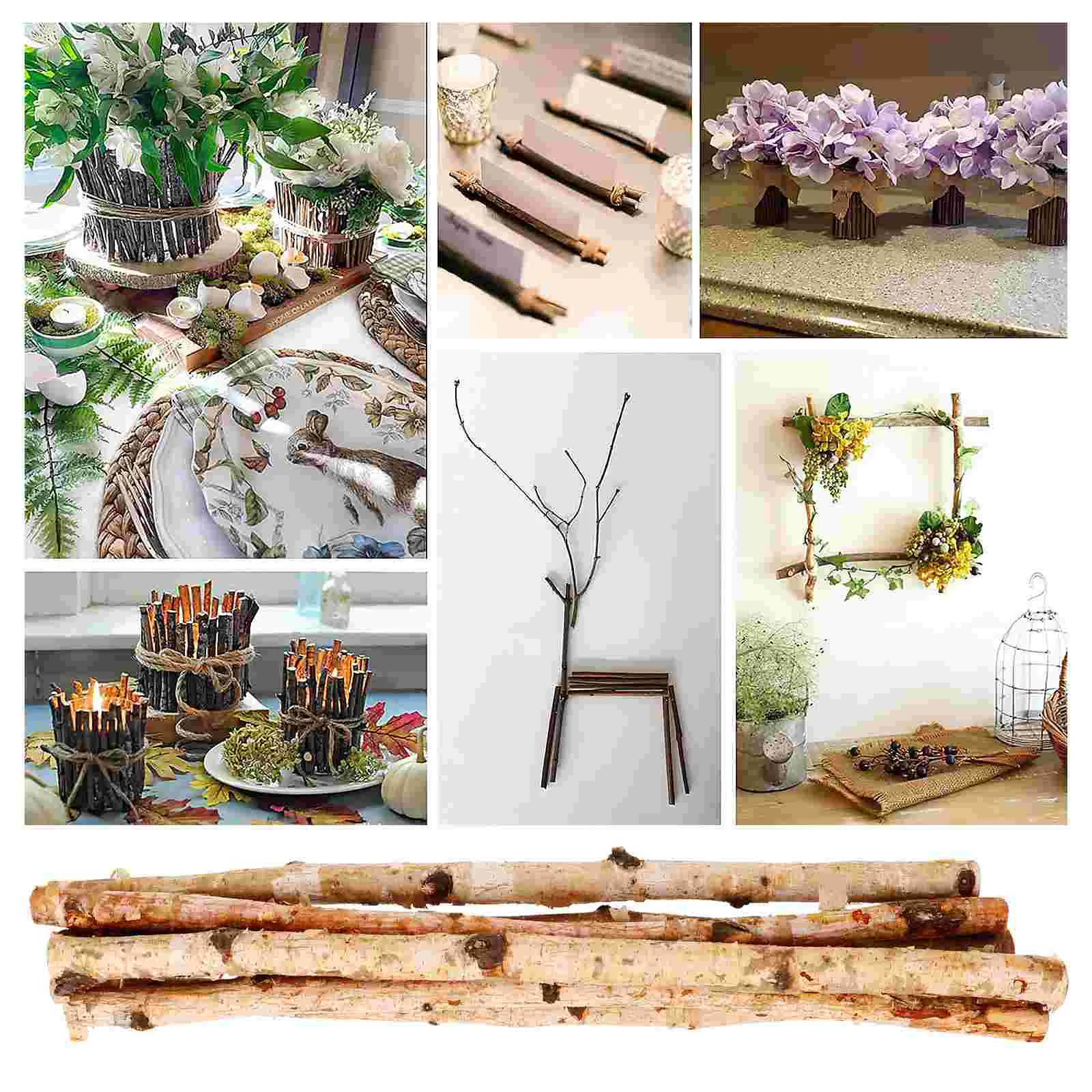 6 Pcs Bark Stick DIY Crafts Sticks for Decoration Bbq Decorations Dry Branches Home Filling Ornament Decorative Wood