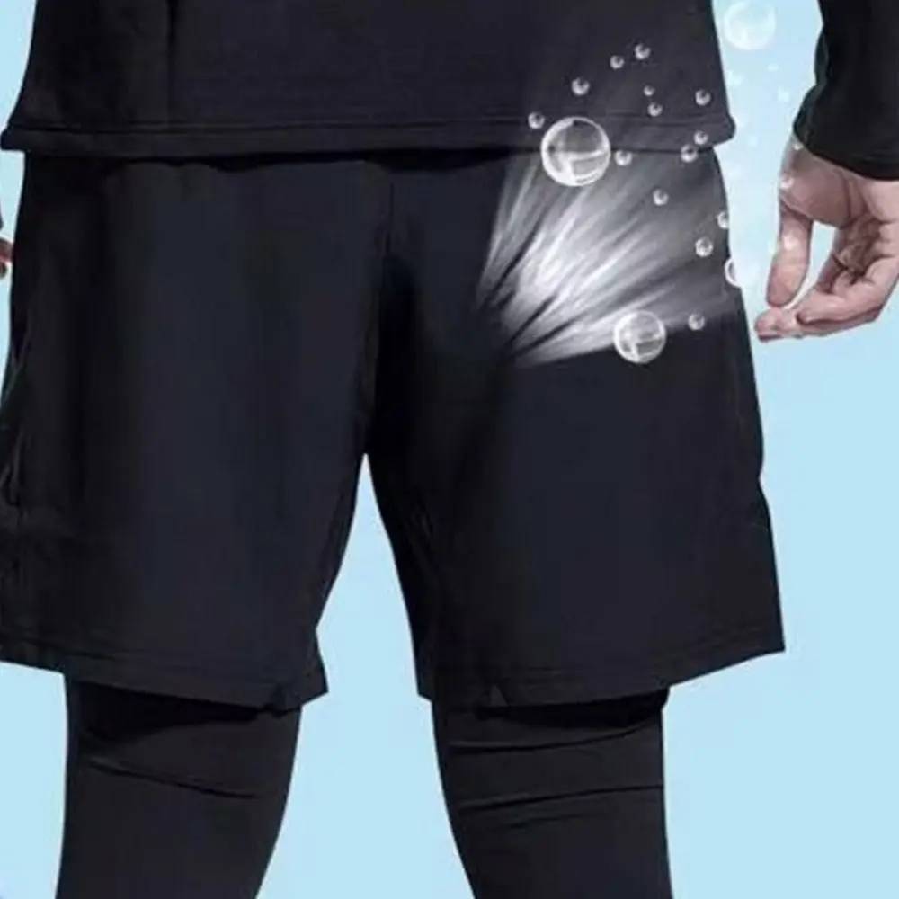 2 in 1 Basketball Tights Breathable Jogging Tights Sport Running Shorts Quick Dry Polyester Men Compression Sports Tights