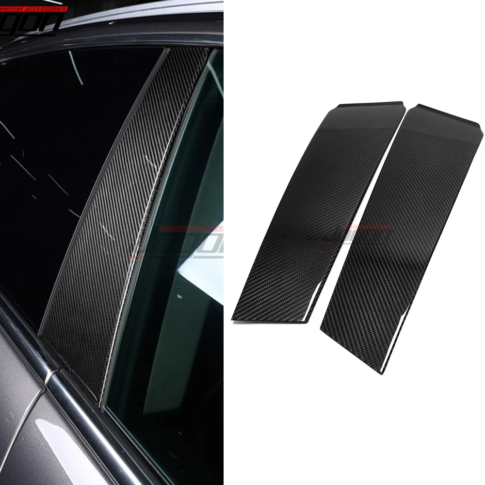 2pcs Real Carbon Fiber For Maserati Levante 2017 2018 2019 2020 2021 Car Door Window B Pillar Post Strip Cover Trim Accessories