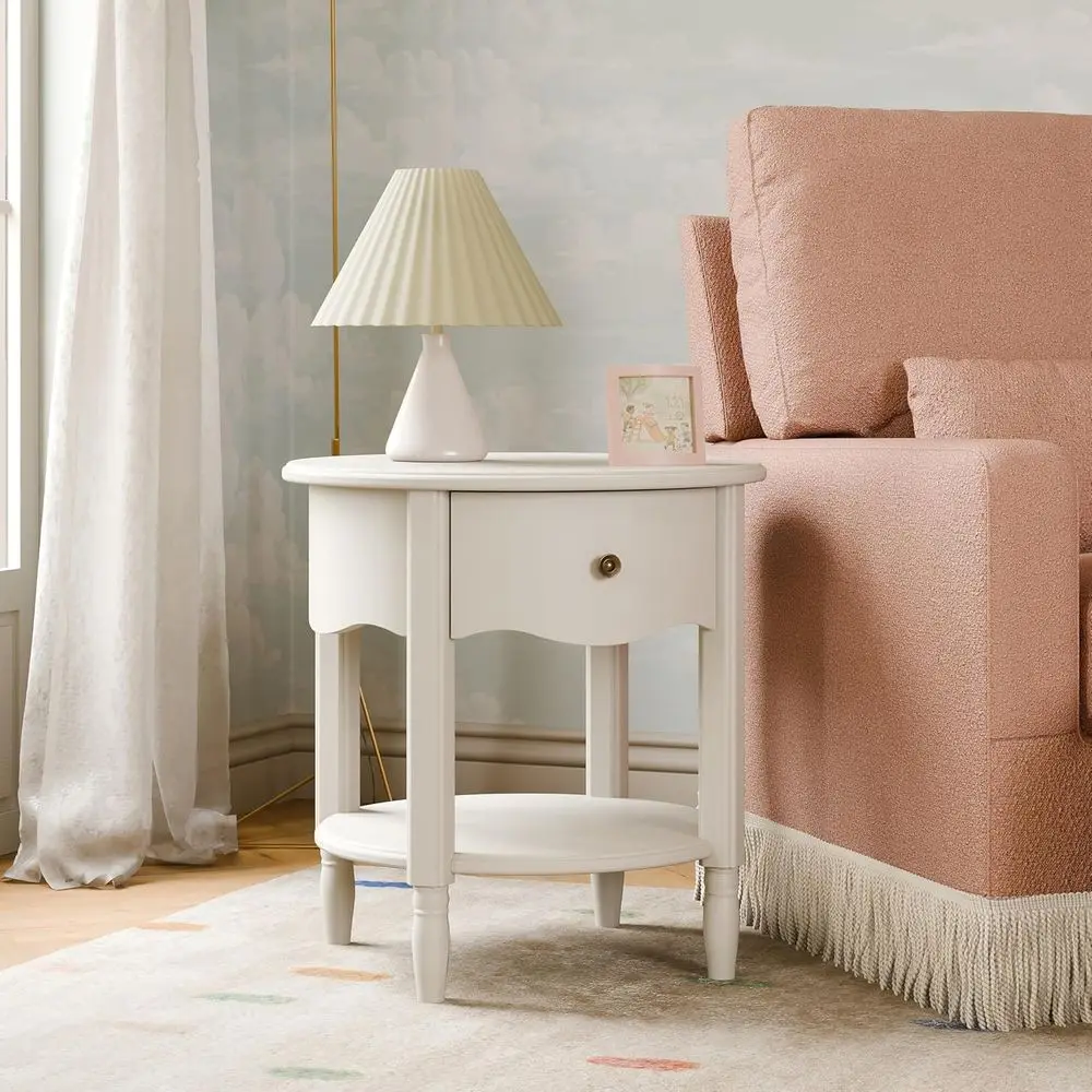 منضدة مجمعة باللون الأبيض الدافئ، معتمدة من Greenguard Gold، منضدة لغرفة الأطفال والرضع، مجمعة بالكامل