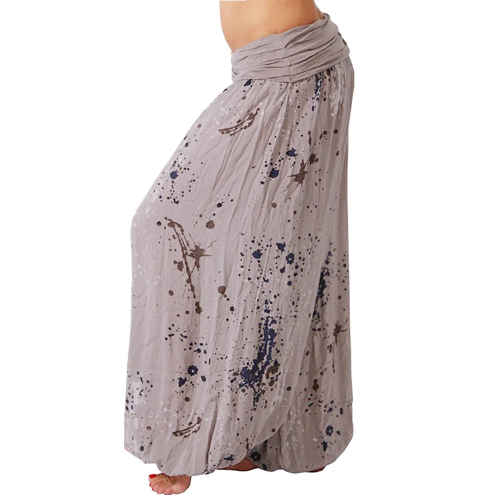 عادية مطبوعة بنطال ذو قصة أرجل واسعة المرأة فضفاضة تناسب الشارع Sle طويل مستقيم أنبوب بنطلون l الخصر القطن الصيف Faion #3