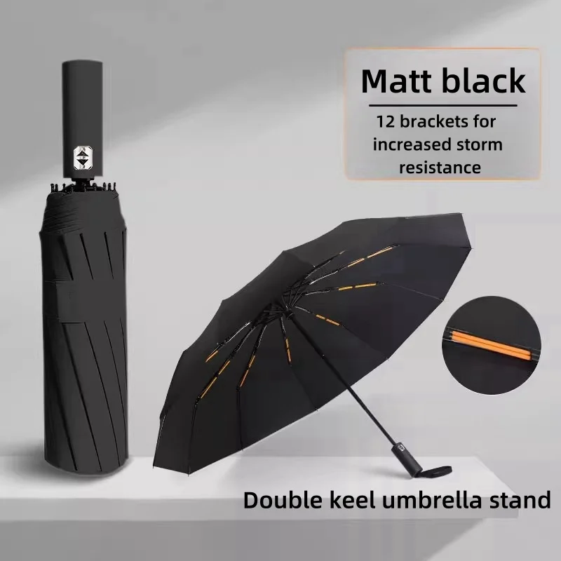 

Portable Fully Automatic Folding Umbrella with 12 Ribs for Rain or Shine, UV Protection, Rain and Sun Protection