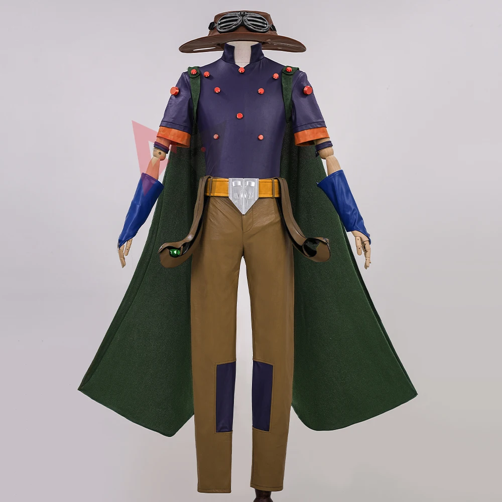 Nuevo disfraz de Cosplay de Julius César Zeppeli, Jojoes Steel Ball Run, camisa, pantalones, conjunto con capa para fiesta de juegos, Halloween, hecho a medida