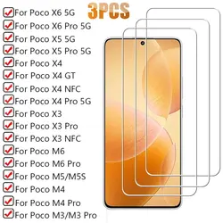 3pcs Tempered Glass for Xiaomi Poco X6 Pro X5 X4 Pro X3 Nfc Screen Protectors Protective Glass on Poco M5S M6 M3 M4 Pro Film