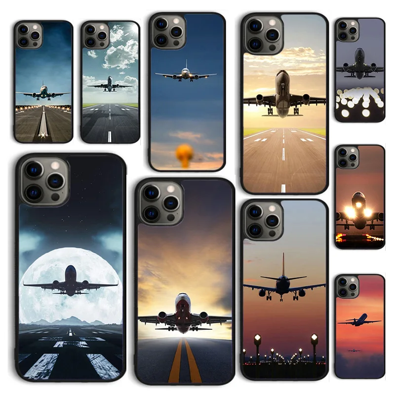 Autumu Vintage Take Off Airplane Phone Case Cover for iPhone 16 15 12 mini 11 13 14 Pro Max SE 2020 Apple 6S 7 8 Plus Coque