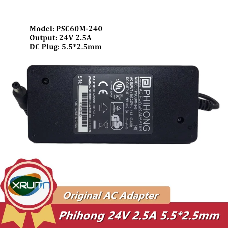 

Оригинальный Phihong PSC60M-240 24V 2.5A 60W AC адаптер питания зарядное устройство