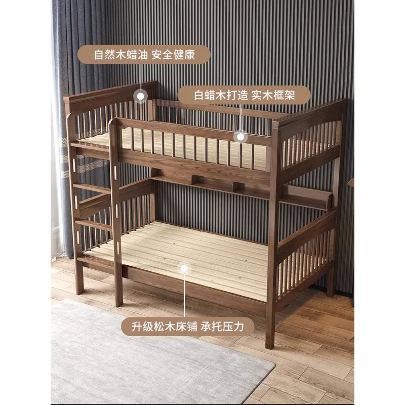 Cama alta e baixa totalmente em madeira maciça para mãe e filho