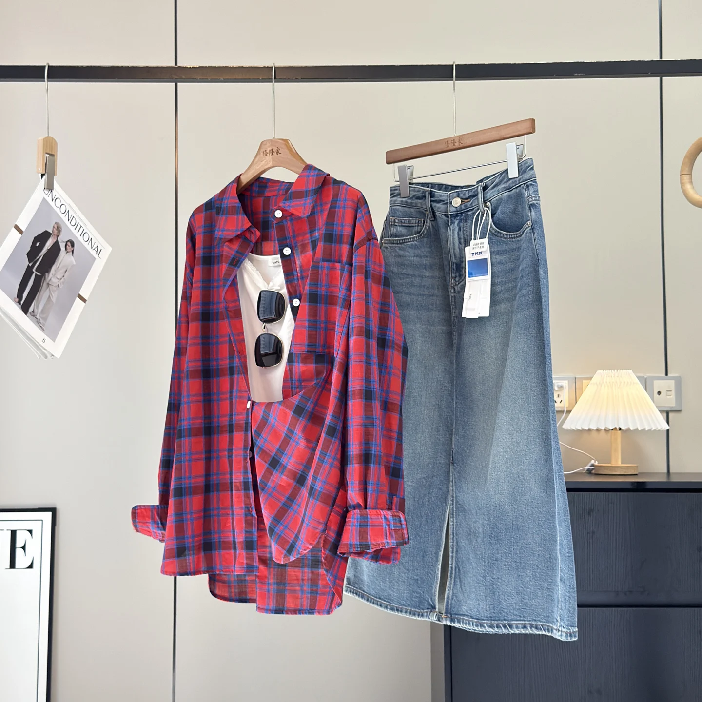 

Высококачественный красный клетчатый хлопок, свободный крой из бамбукового волокна, защита от солнца, повседневный женский Sle Long Sve, премиум-класса, качество irt