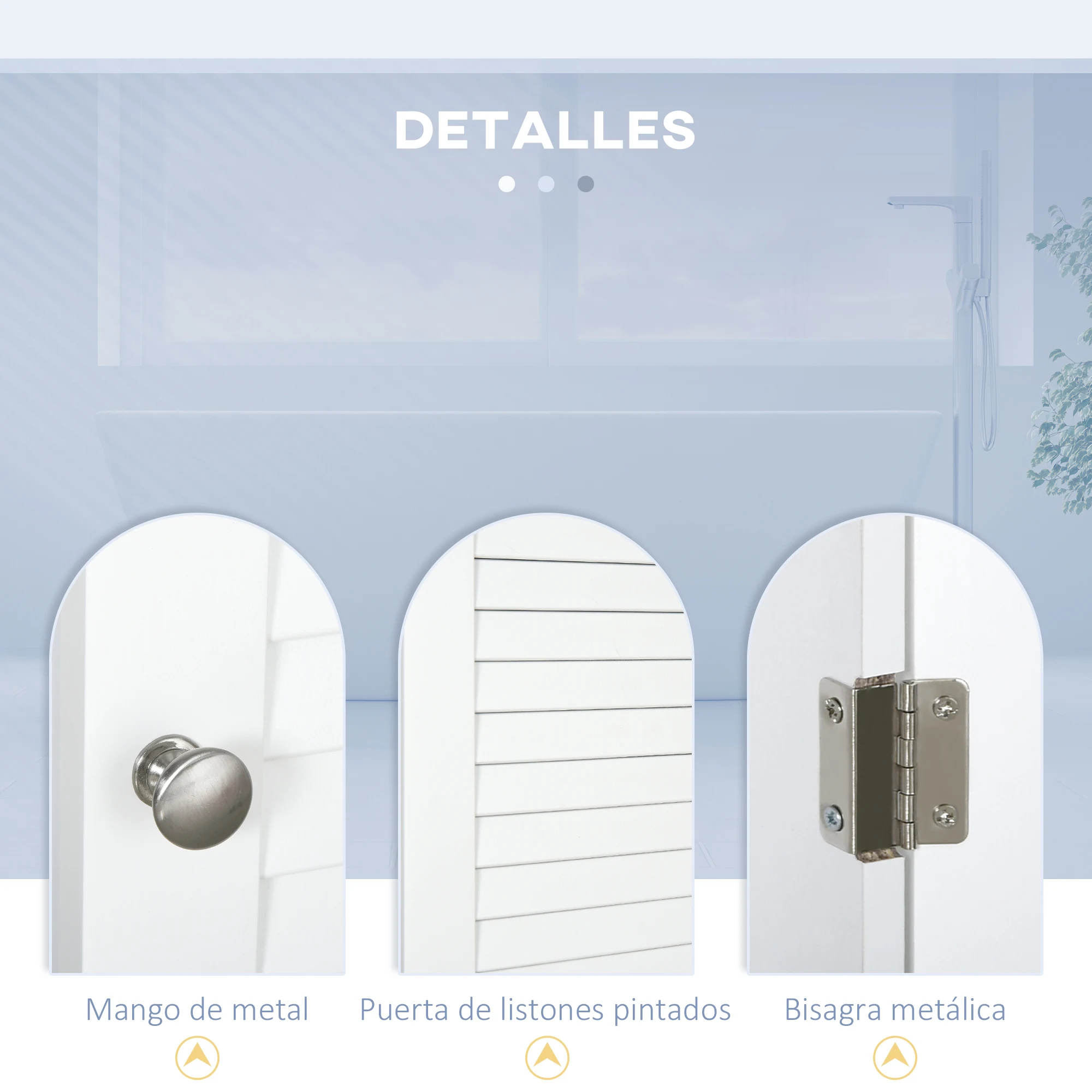 Armario Alto de Baño con Estantes Abiertos y Balda Interna, Mueble Auxiliar de Almacenamiento, 34x20x165 cm, Blanco