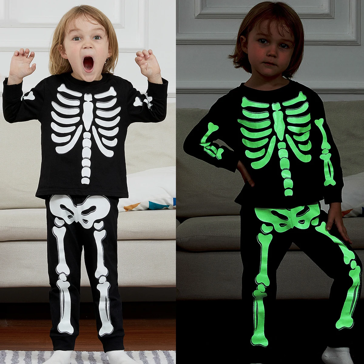 Halloween Pajamas for Kids Boys Girls Pyjamas Set Children Pumpkin Skeleton Prisoner Carnival Nightwear Infant  Pjs