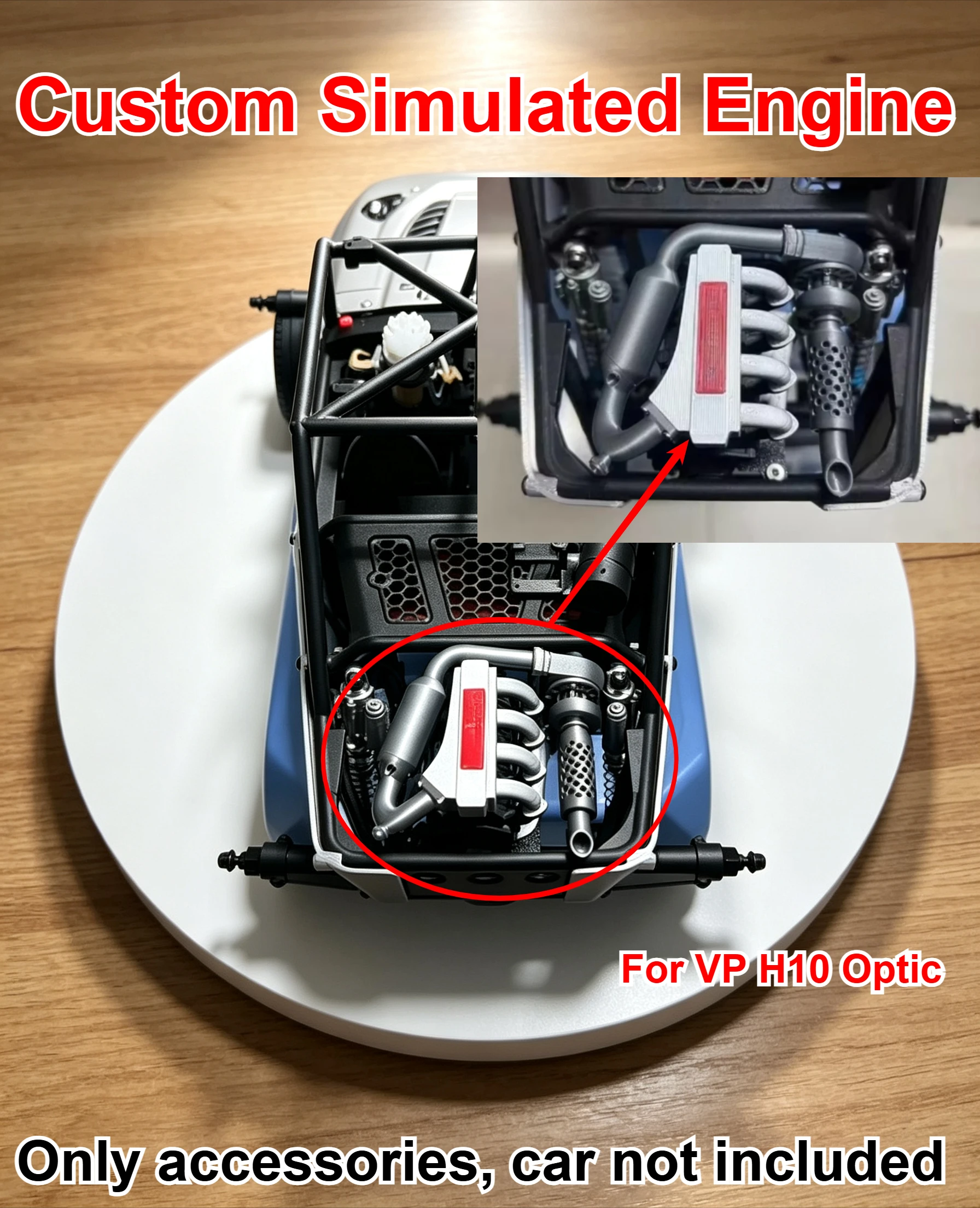 1/10 RC Off Road Car For VP H10 Optic Vehicle Rear Simulated Engine Custom Model Number Decorative Styling Decor Upgrade Parts