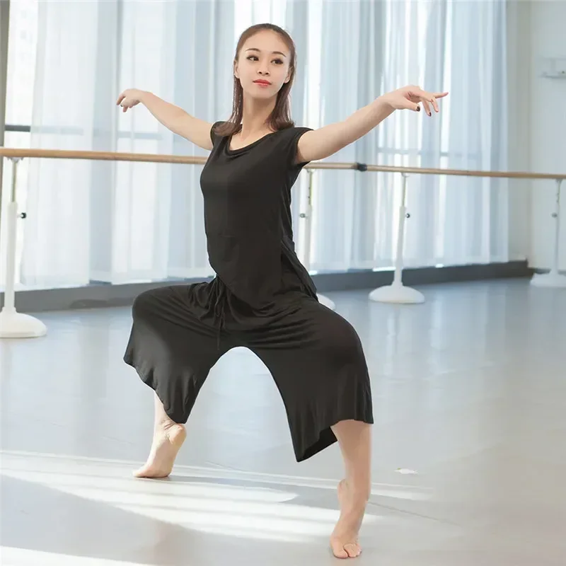 

Modern dance wide-leg pants, nine-point dance costumes, seven-point folk dance practice pants, loose-fitting body pants,