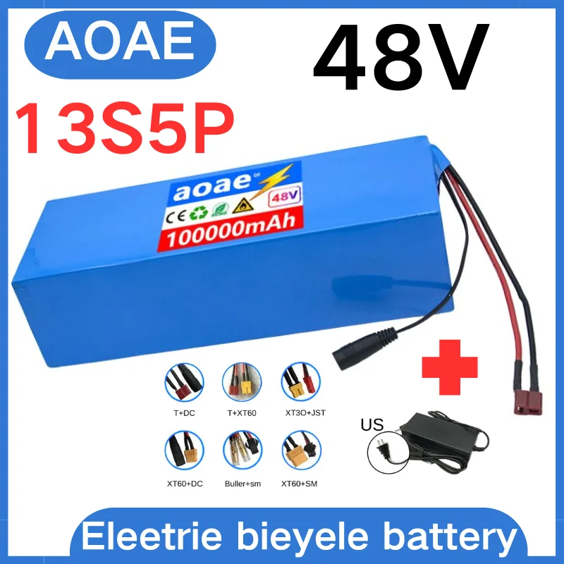 

13S5P 48V 18650 lithium battery pack 100000mAh, suitable for electric scooters and bicycles, 250-1000W