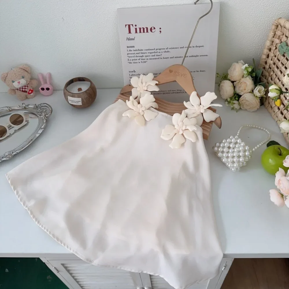 Bear Leader Summer 2-7 Years 3D Flower Birthday Wedding Princess Dress Korean Version Sling Party Clothes Girls Casual Outwear