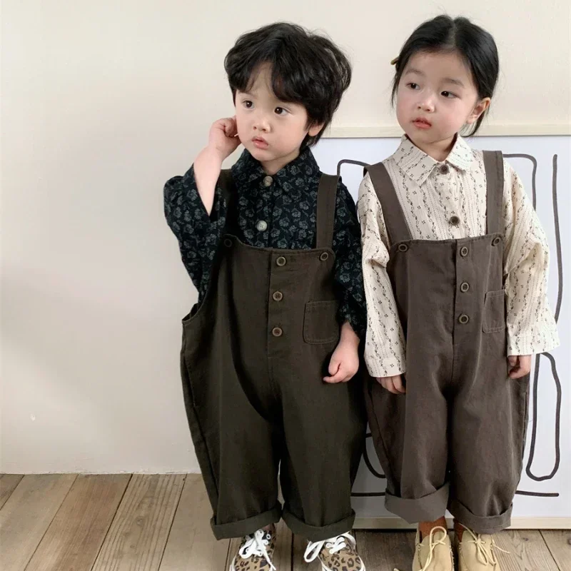 2025Korean Style Pants Bodysuit Toddler Girl Overalls Children Suspenders Jumpsuit for Boys 1 to 6 YearsKids Sleeveless Romper