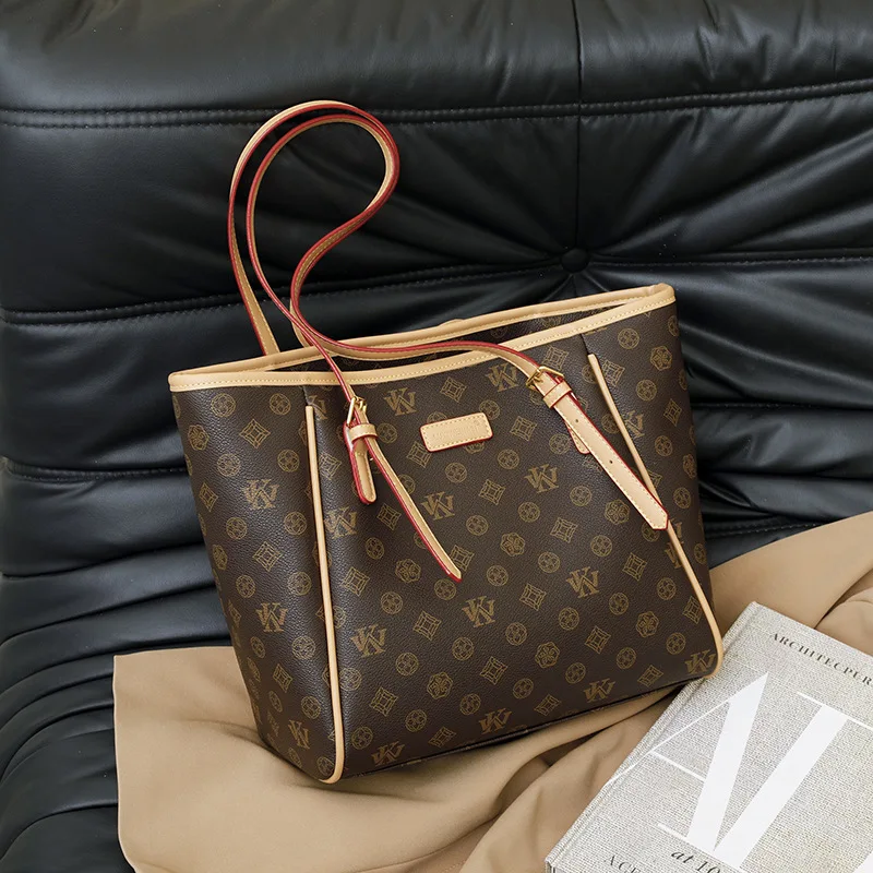 حقيبة كتف ريترو عصرية كتلة ألوان للتنقل بسيطة كاجوال خفيفة فاخرة متعددة الاستخدامات وبسيطة ومحفظة جلدية عالية الجودة