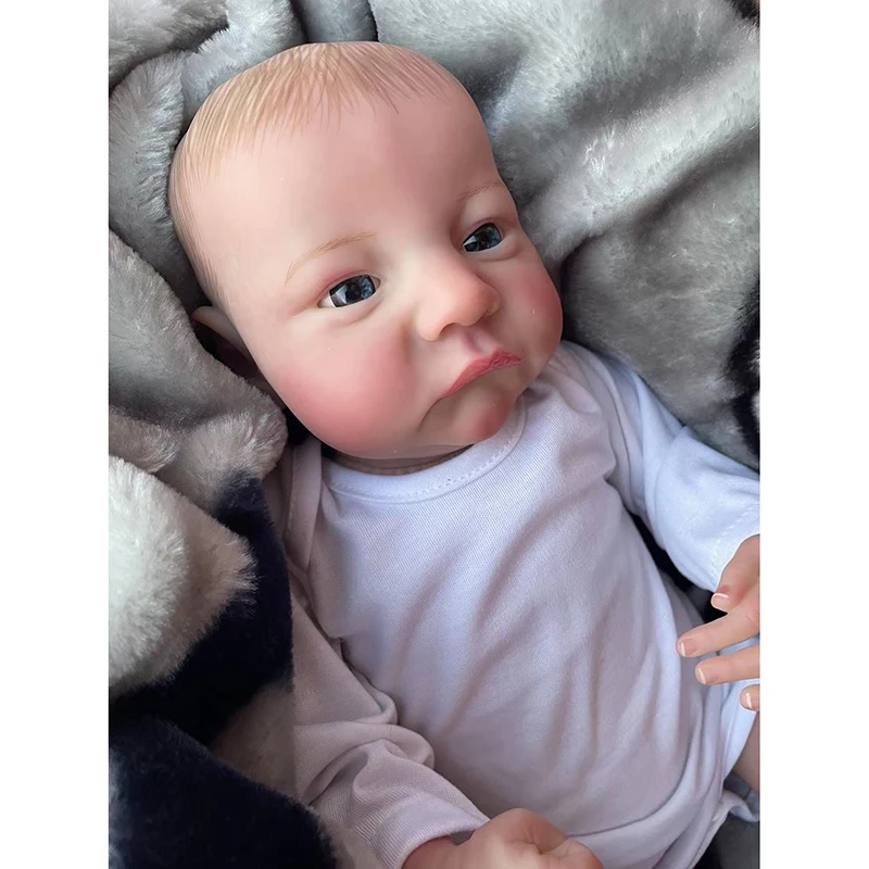 19inch Levi Awake Already Painted Finished Newborn Baby Size Reborn Baby Doll 3D Skin Visible Veins lifelike Real Baby