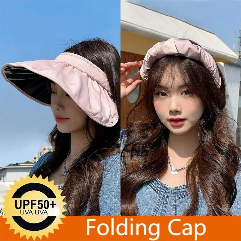 Casual UV Protection Sun Hat Soft Foldable Bucket Cap Wide Brim Dual Use Shell Sunshade Hat Girl