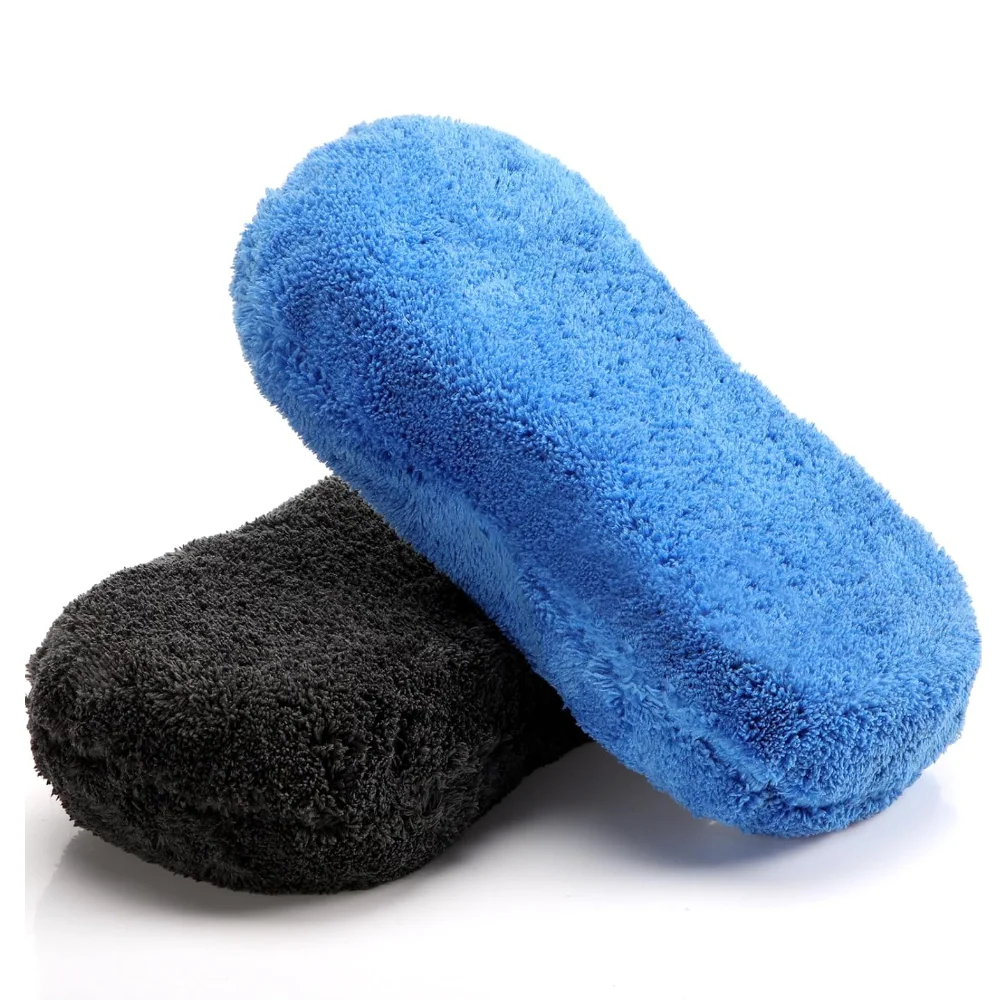 2 Pcs 2 Pack Large Microfiber Car Wash Sponge for Cleaning Non Scratch Microfiber Sponges for Car Washing Supplies
