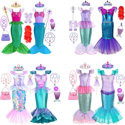 Mermaid Costume Girl Birthday Party Princess Summer Dress Kids Charm Dresses 3 4 5 6 7 8 9 10 Years