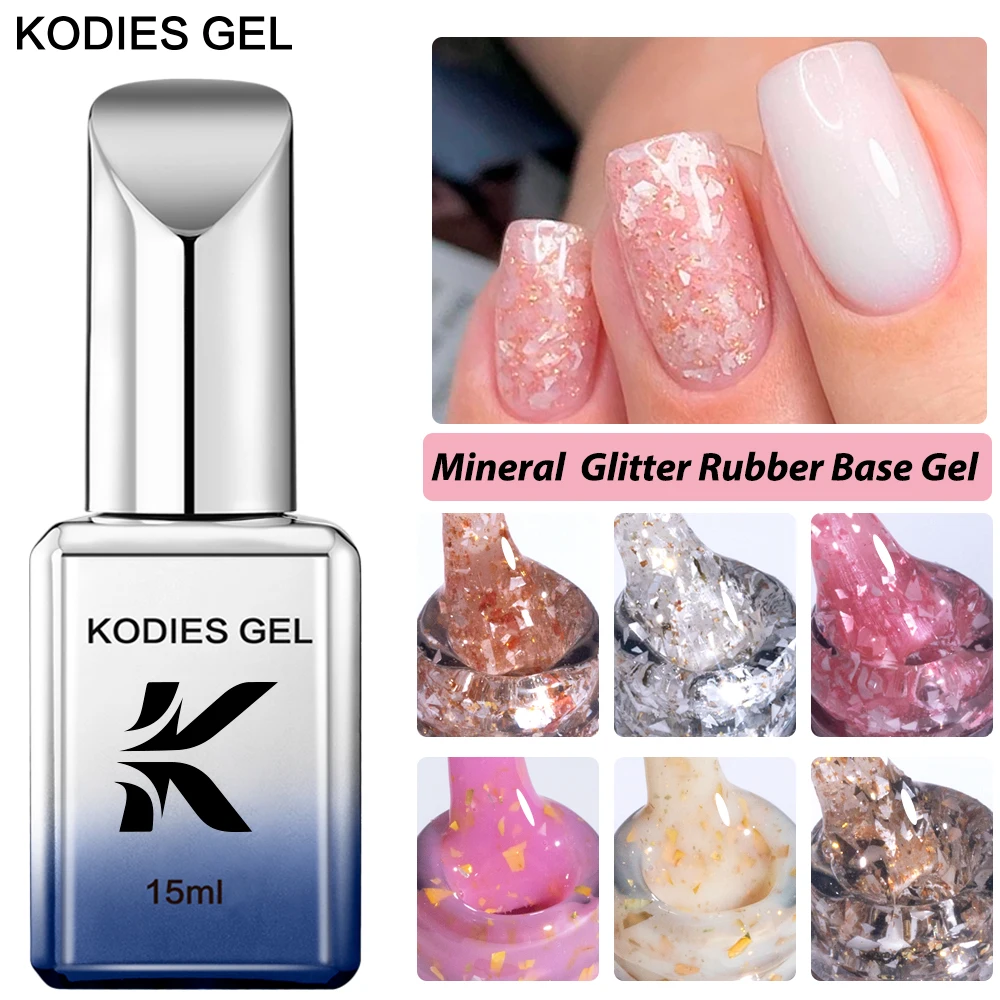 KODIES GEL-Verhéritage à Ongles à Base de Caoutchouc Pailmétrage, Gel Hybride de Manucure Semi Continue, Verhéritage à Ongles à Paillettes Transparentes