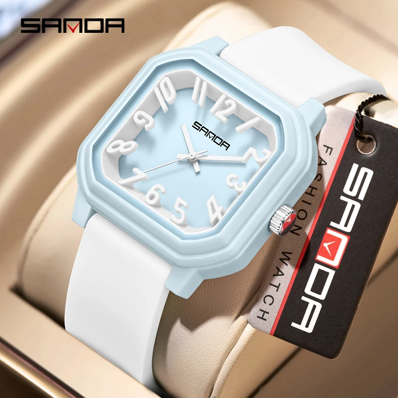 SANDA 9084 New Jelly Color Student Youth Watch Waterproof Sports Simple Exam Silent Boys and Girls Quartz Watch reloj niño
