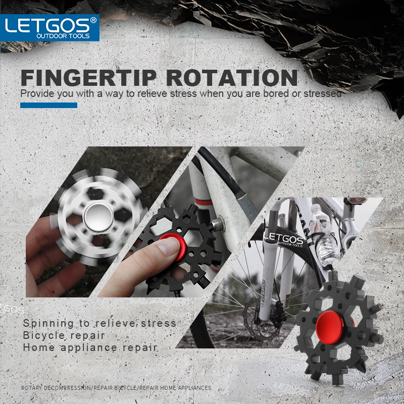 Fidget gyro snowflake wrench stainless steel multi-function tool portable bottle opener emergency screwdriver decompression
