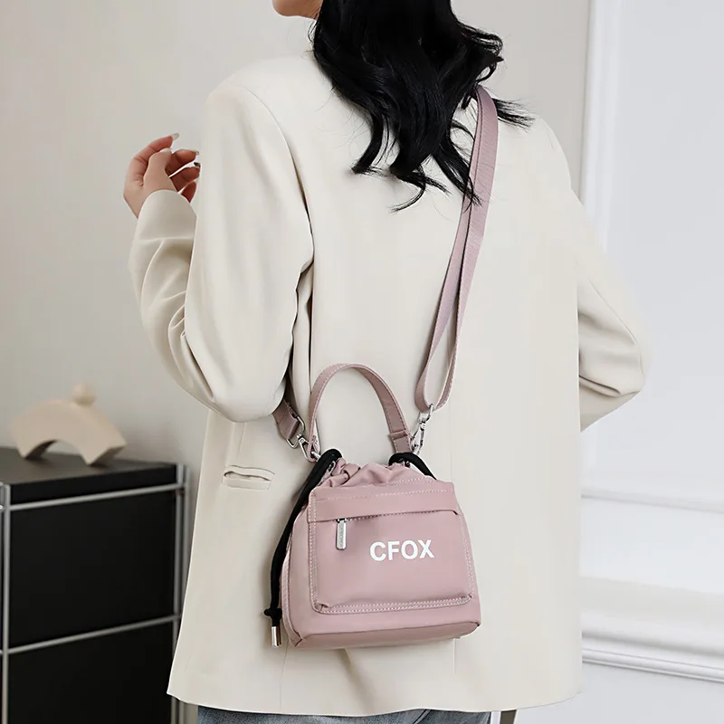 Bolso de hombro tipo cubo con cordón para mujer, bandolera Coreana de gran capacidad, Simple, y2k, 2024