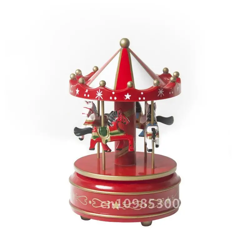 

Wooden Music Box Christmas Gift Birthday Creative Home Ornament Children's Carousel Music Box European Style Plastic