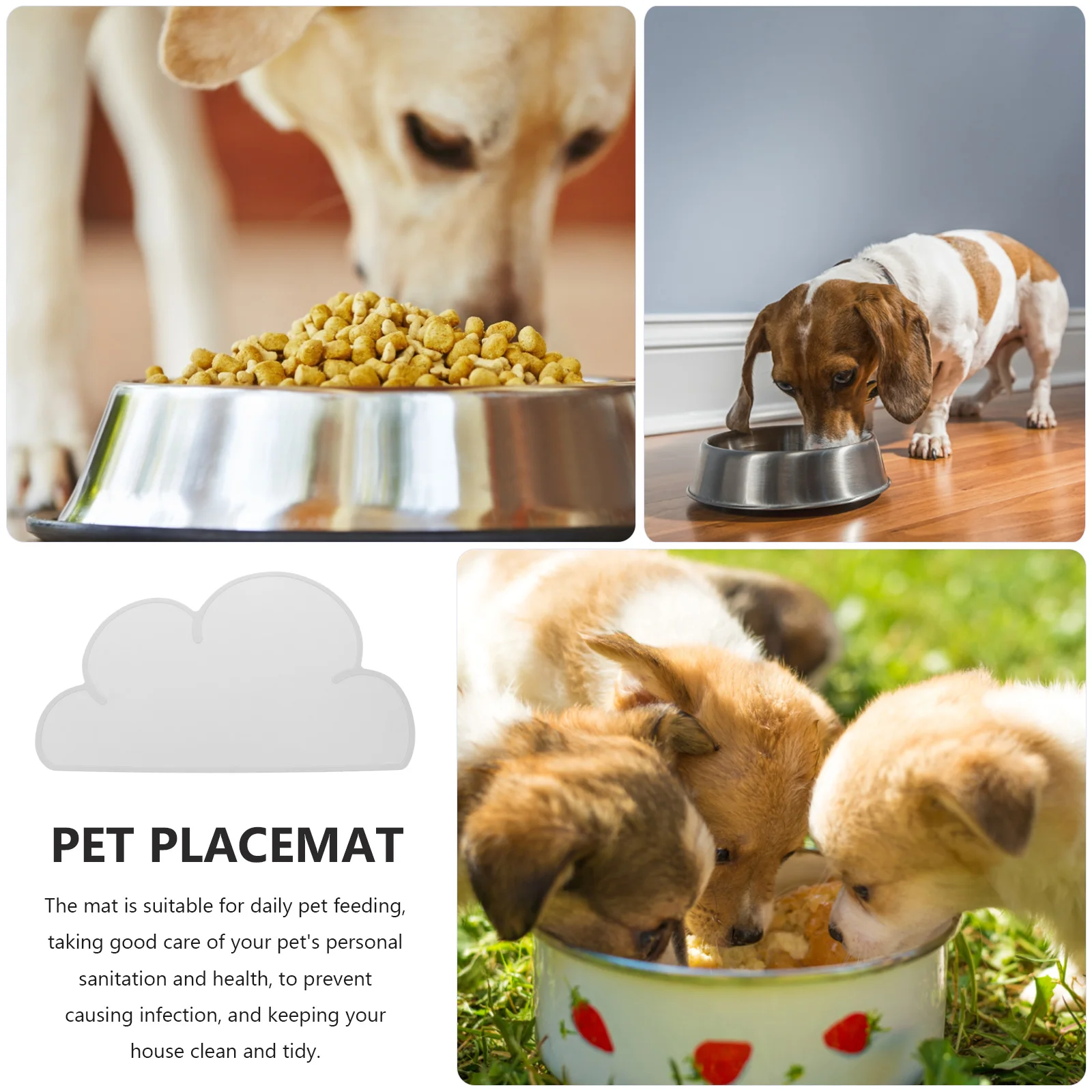 

Silicone Pet Food Non-Slip Spill Catching for Dogs Cats Heat Resistant Kitchen Floor Protection Grey Dog Feeding Cat Bowl Mat