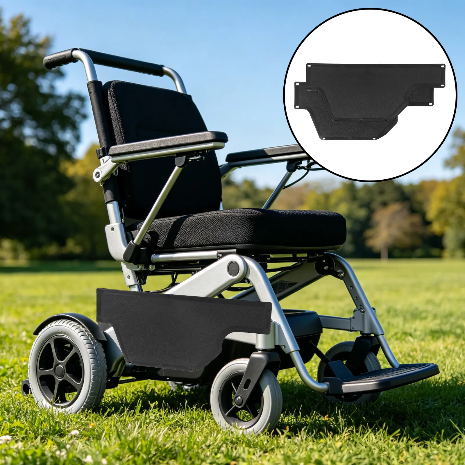 2Pcs Wheelchair Side Shield Plastic Guard Black Windproof Panel Electric Wheelchair Mudguard Cover Splash Protection Outdoor