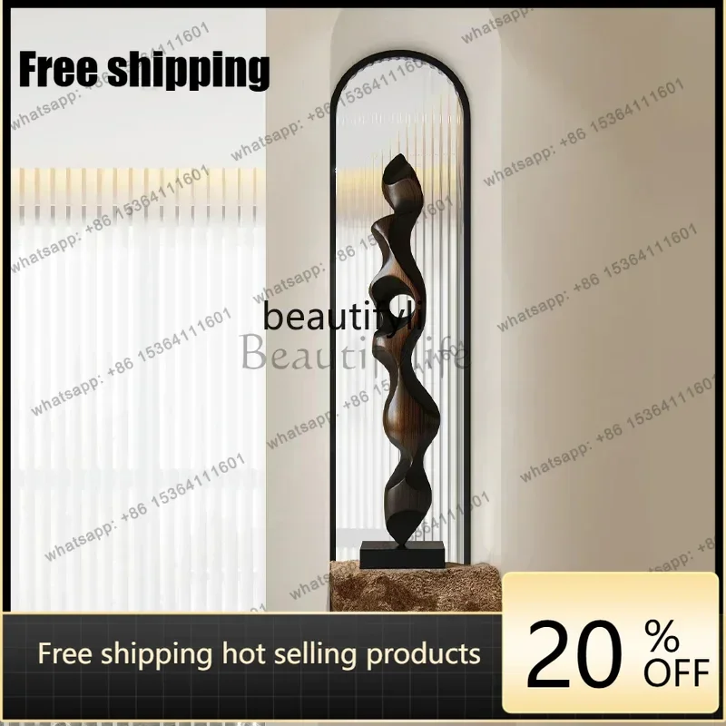 Factory Direct Abstract solid wood sculpture ornament Hotel porch vertical decoration soft decoration artwork