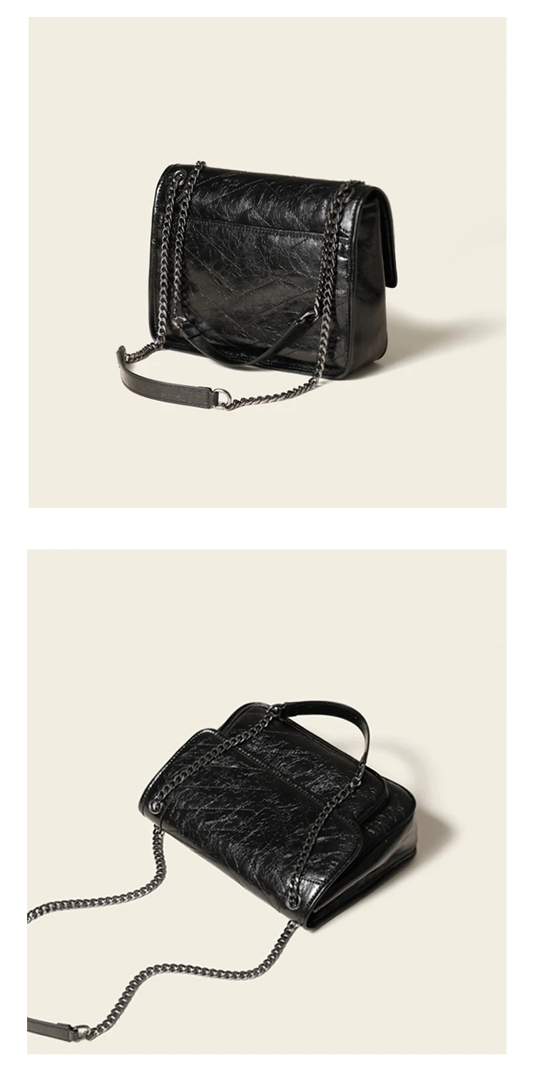 Luxuriöse Echtleder-Umhängetasche Hochwertige Luxusmarke Damen Einzel-Schultertasche Retro Plissierte Niki-Ketten-Hobo-Tasche – Detail 24
