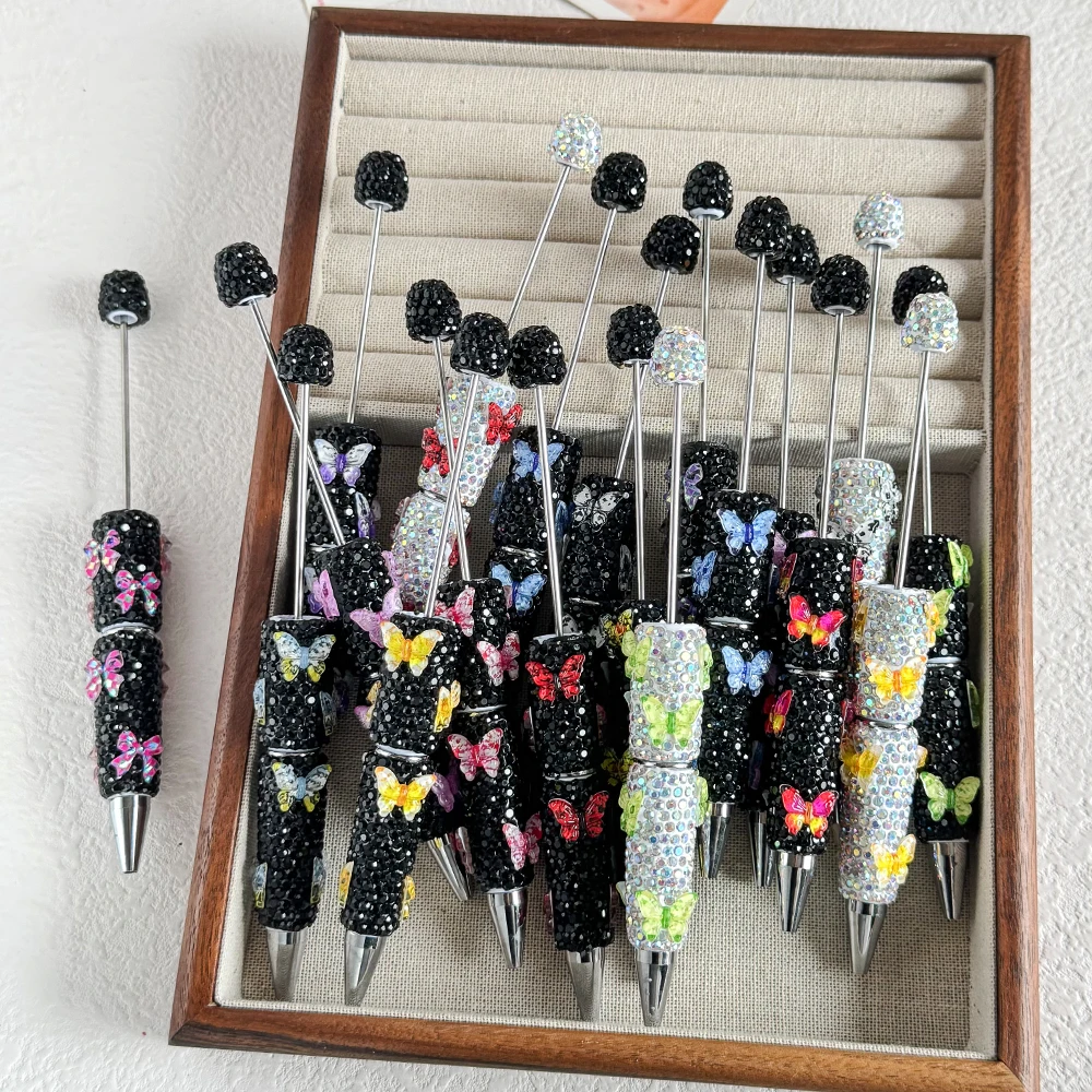 

Cordial Design 20Pcs 16*147MM Beaded Pen Accessories/Rhinestone Plastic Pens/DIY Jewelry/Hand Made/Butterfly Beadable Pen #19057