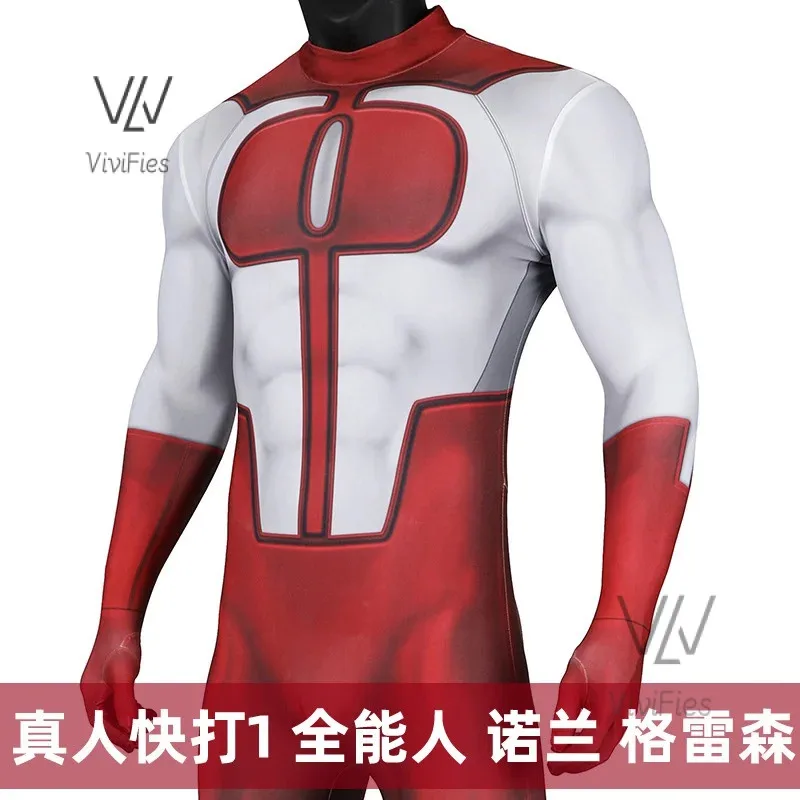 

COSda@Halloween invincible cosplay jumpsuits Omni man costume superhero Nolan Gson Zentai printing bodysuit with CapeCOSda@