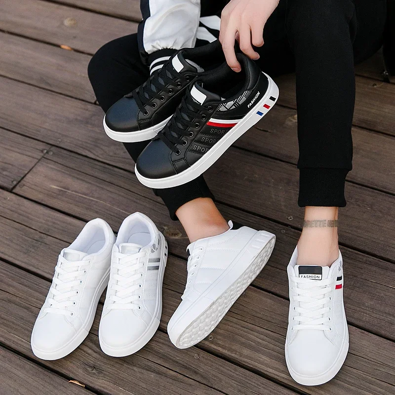 

White Shoes Student Comfort Sports Plus Size Vulcanized Zapatillas De Hombre 2025 Mens Casual Sneakers New Fashion Lace-up