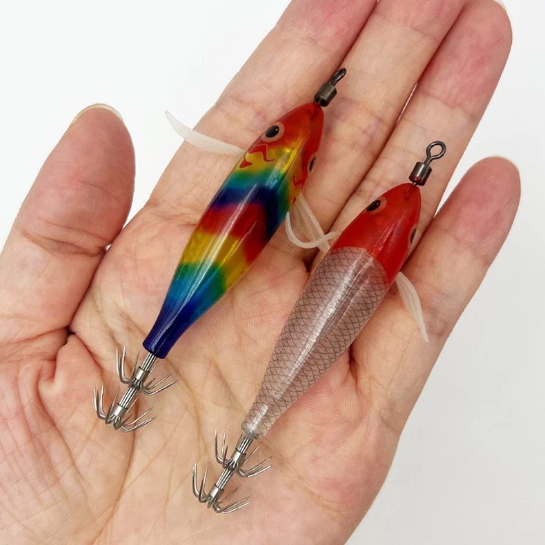 ShareShark 5 Stück/Box Leuchtendes Horizontales Garnelen- und Tintenfischhaken-Set, geeignet für Meeresangeln auf Tintenfische und Oktopus. – Detail 13