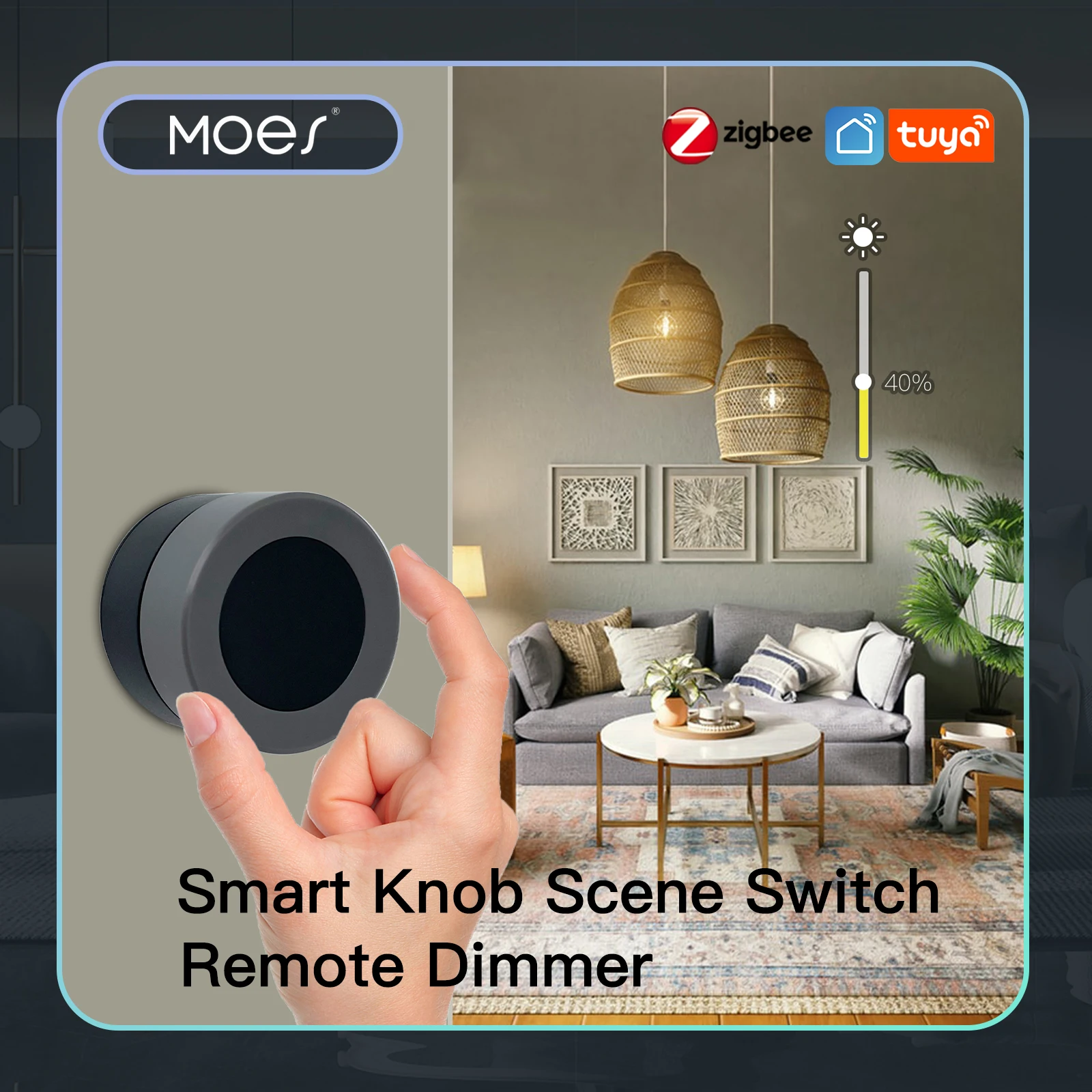 MOES Smart Knob Switch Tuya ZigBee Wireless Scene Switch Button Controller Battery Powered Automation Scenario Smart Life App