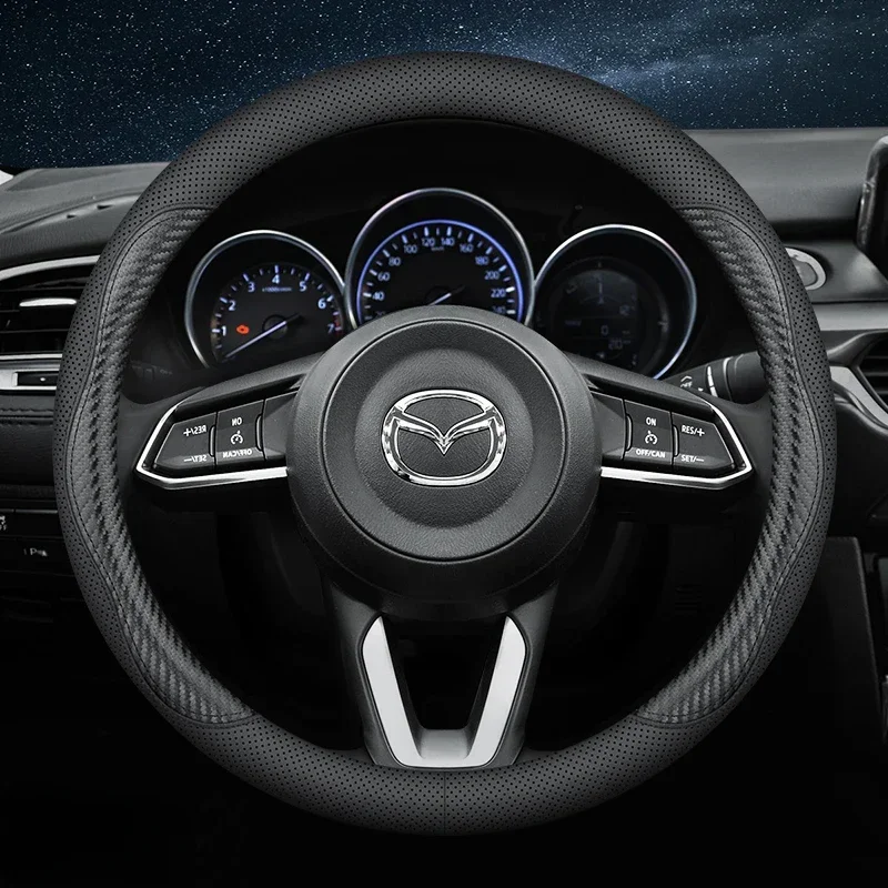 Leather Car Steering Wheel Cover for Mazda 2 3 5 6 CX90 BT-50 CX-60 CX-4 CX5 CX9 CX7 CX3 CX70 CX80 CX50 MX5 MX50 Accessories