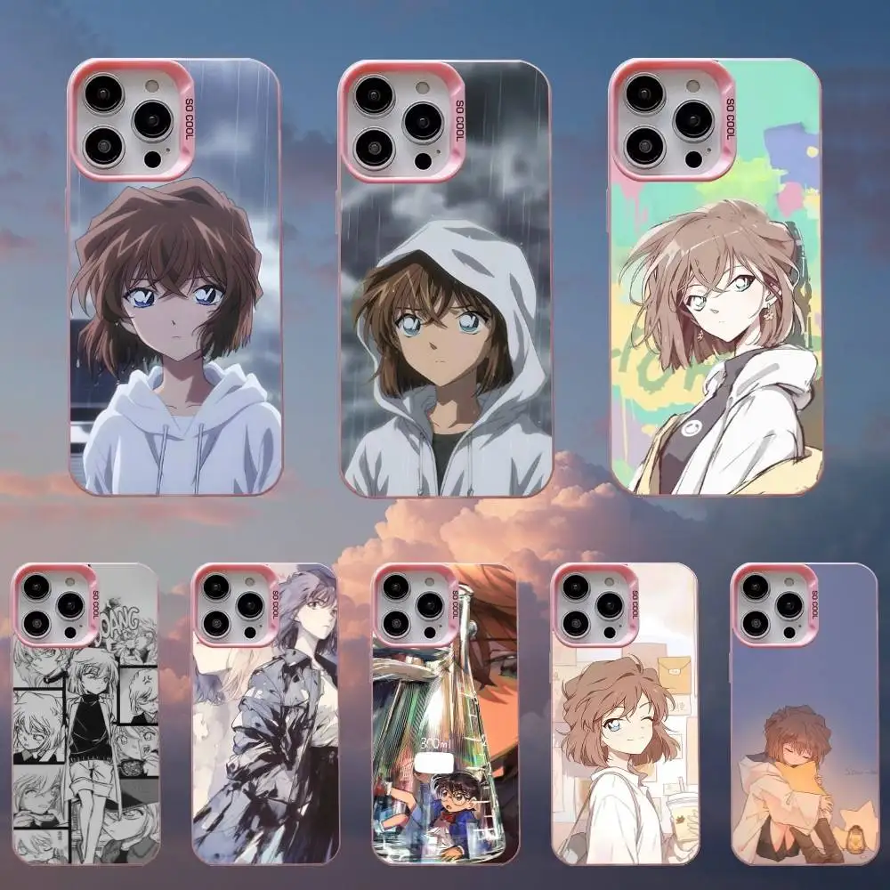 

H-Haibara Ai Cartoon Phone Case For iPhone 16,15,14,13,12,11,Mini,Pro,SE,MAX Pink Matte Silicone Cover