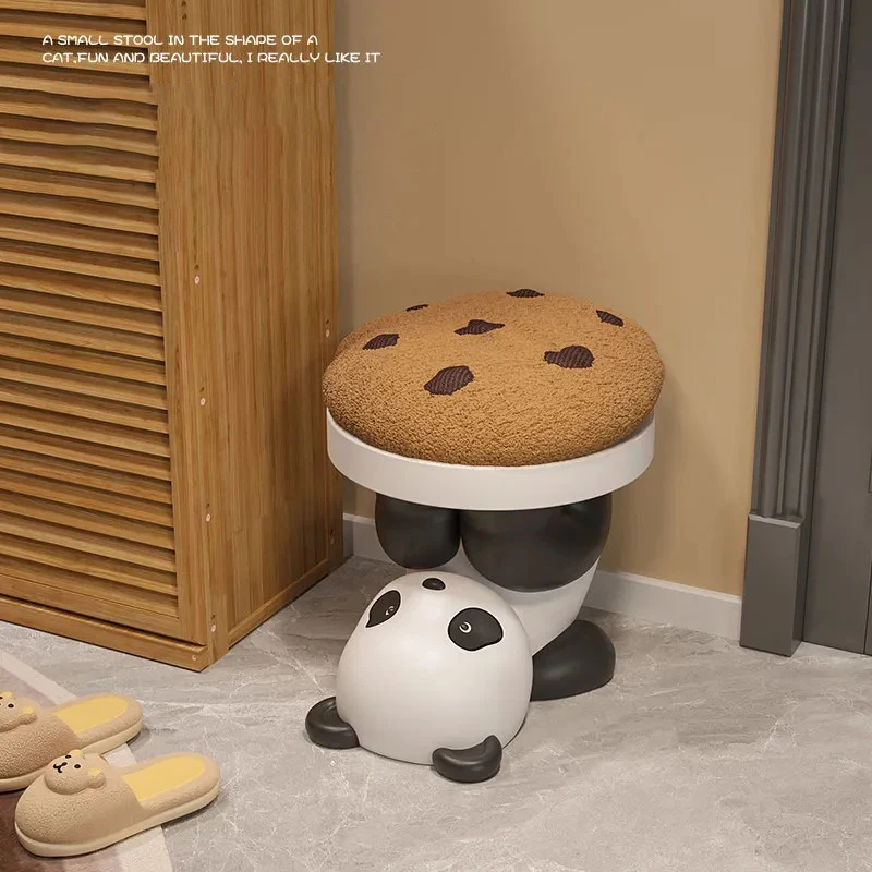 Panda Ottoman Cover Round Cushion Ottoman Foot Stool Hallway Mobile Small Footrest Removable Portable Living Room Furniture Gift