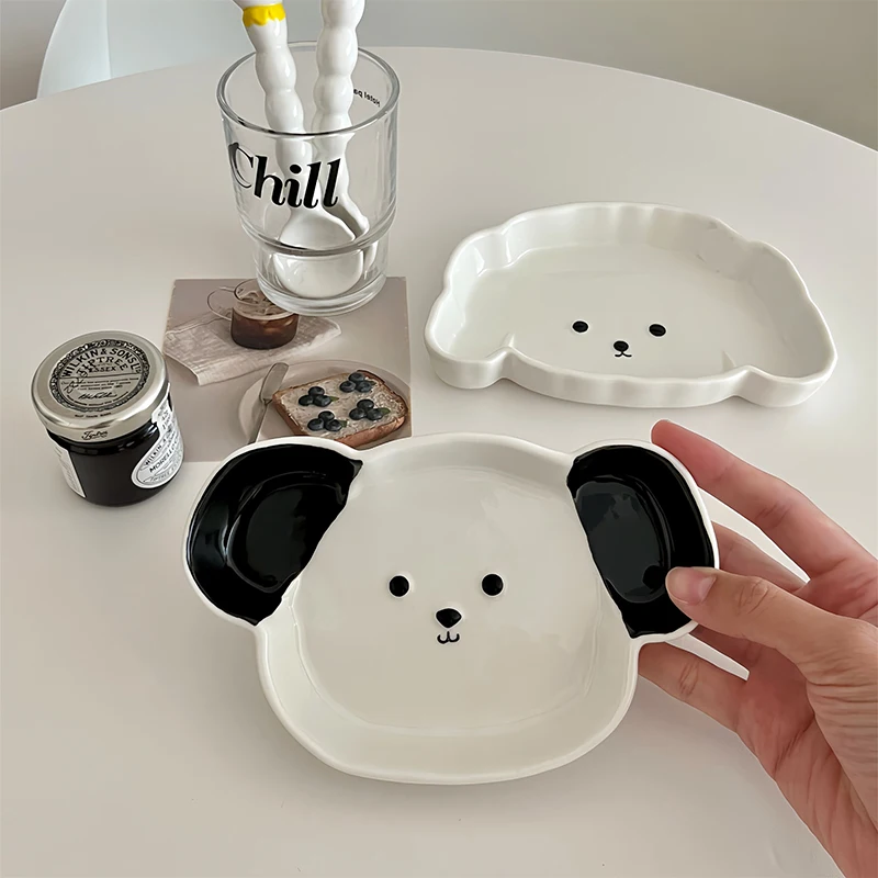 Cute Korean Ceramic Plates Spoon For Food Kawaii Cartoon Dinner Breakfast Cake Dessert Salad Decorative Dishes Kitchen Tableware