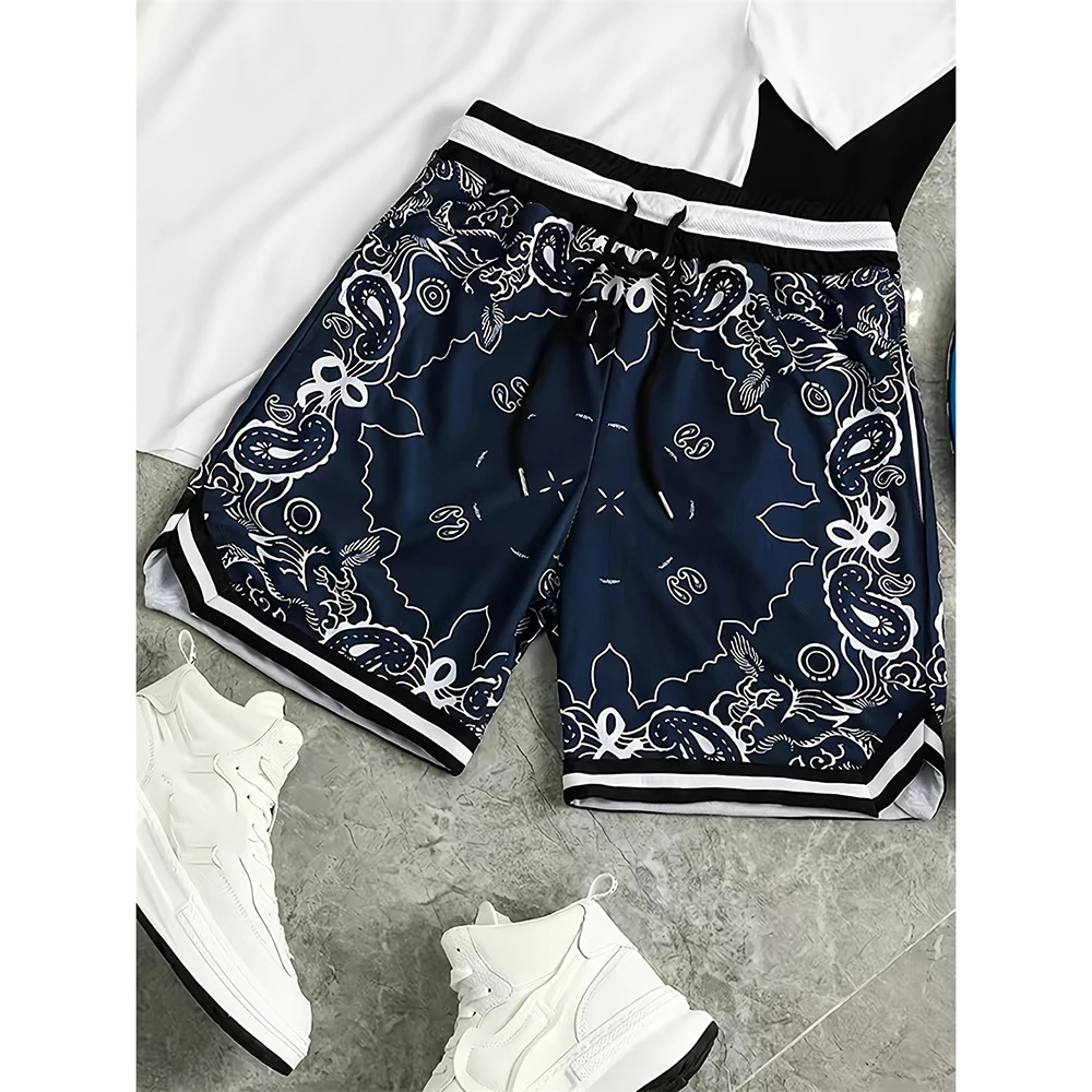 3D Print Paisley Pattern Men Beach Short Luxurious Vintage And Elegant Drawstring Board Shorts Summer Loose Quick Dry Shorts