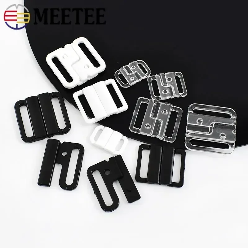 20/50Sets Meetee 10-25mm Plastic Buckles Bra Underwear Strap Adjuster Clasp Bow Tie Closure Button Hooks DIY Sewing Accessories