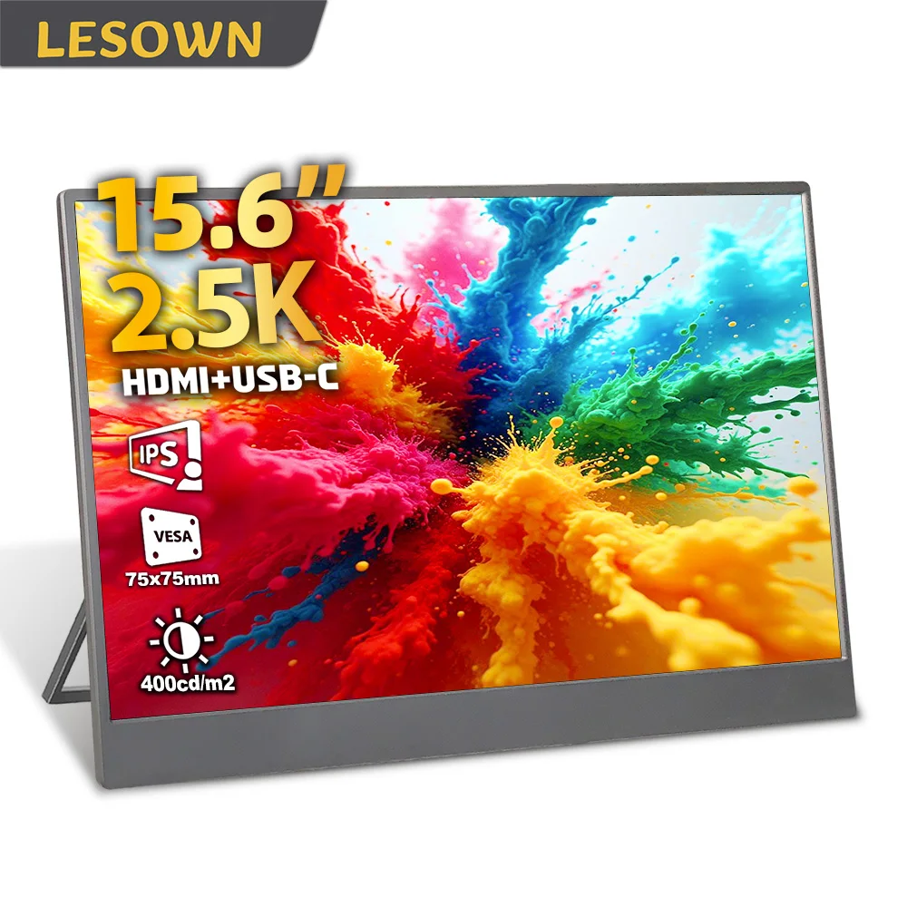 

LESOWN Extended Display 15.6 Inch Portable Gaming Monitor 2560x1440 IPS LCD Camera Video Field Screen Side Display for PC Laptop