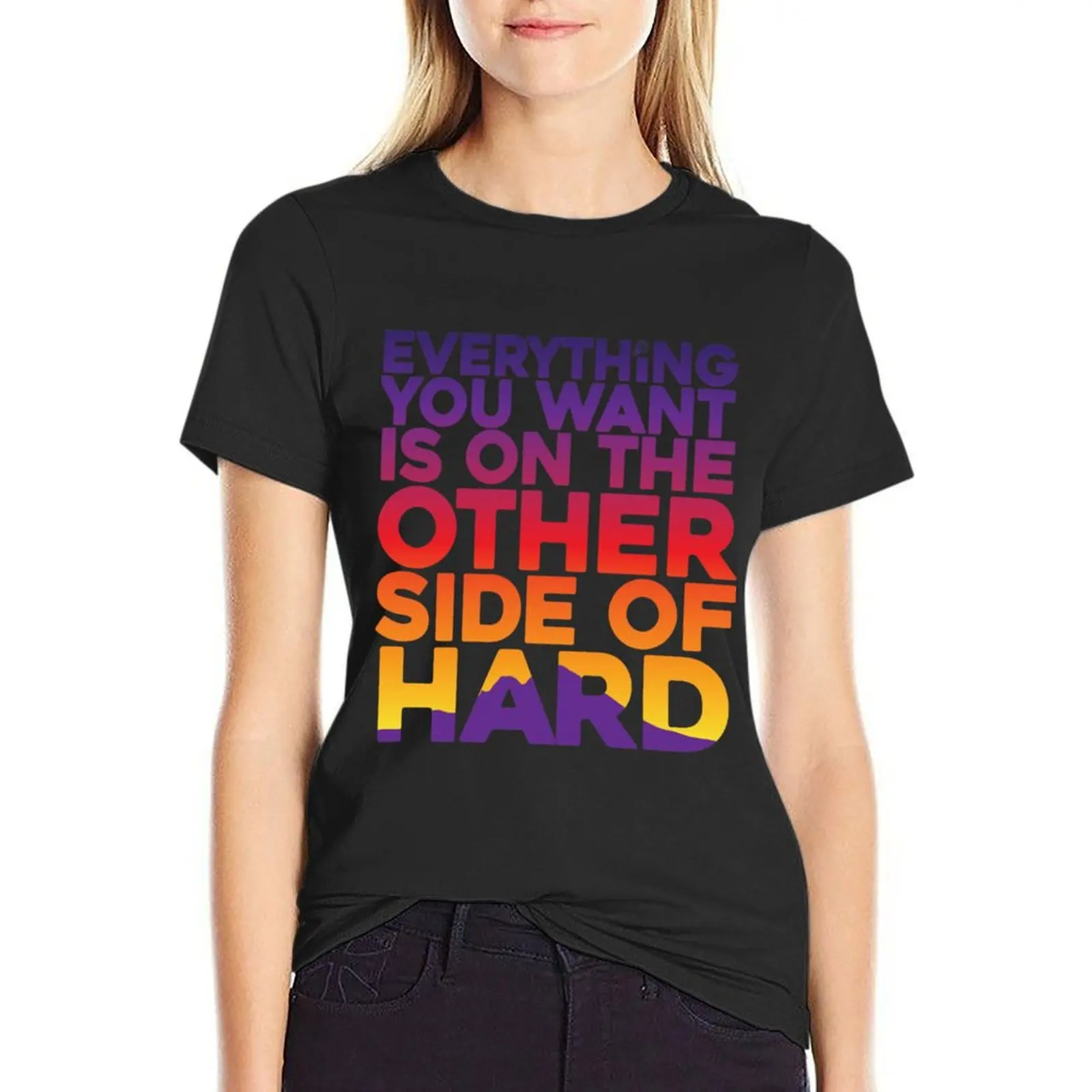 

Vintage EVERYTHING YOU WANT IS ON THE OTHER SIDE OF HARD T-Shirt anime summer tops Blouse t shirts for Women loose fit