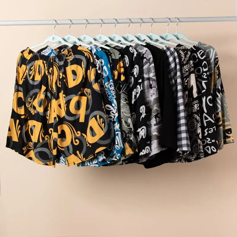 

Men's Summer Lightweight Cotton Silk Shorts Loose Artificial Cotton Beach Pants Home Comfortable Five-Quarter Underwear