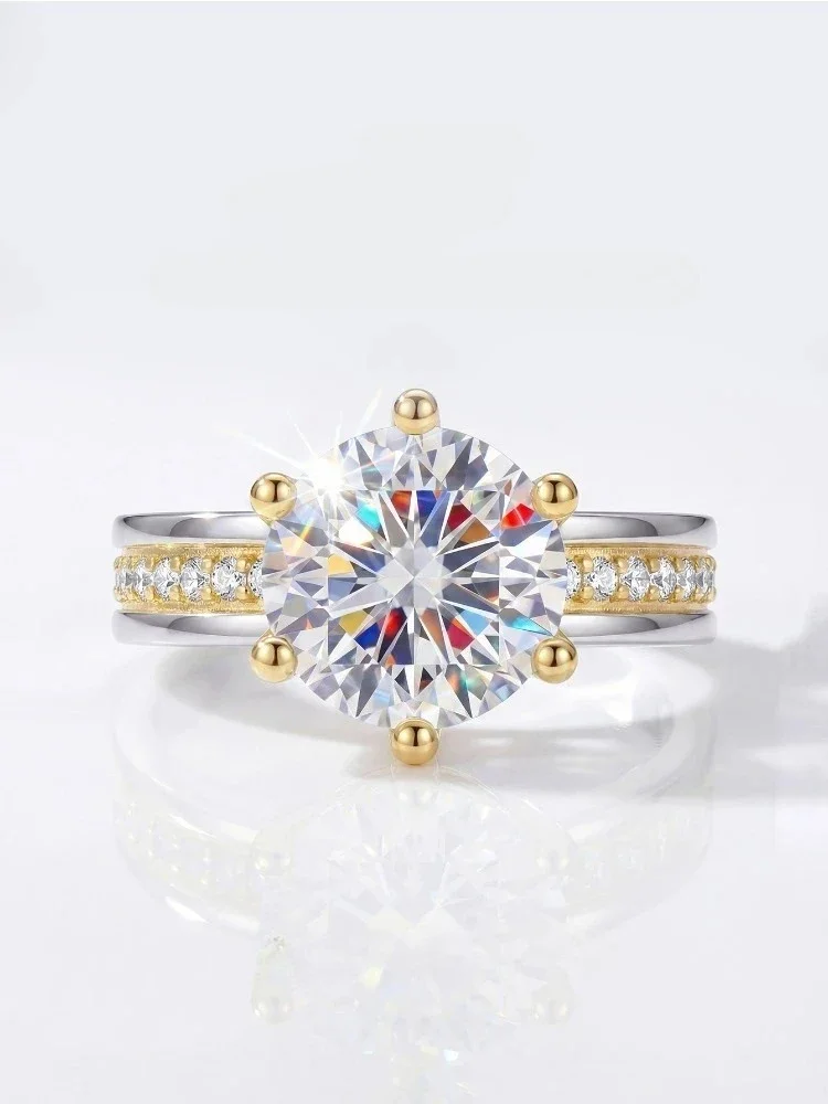 Brillante, exquisite 2CT Moissanit-Diamant-Eheringe für Frauen, 925er Sterlingsilber, Verlobungs- und Hochzeitsschmuck. – Detail 4