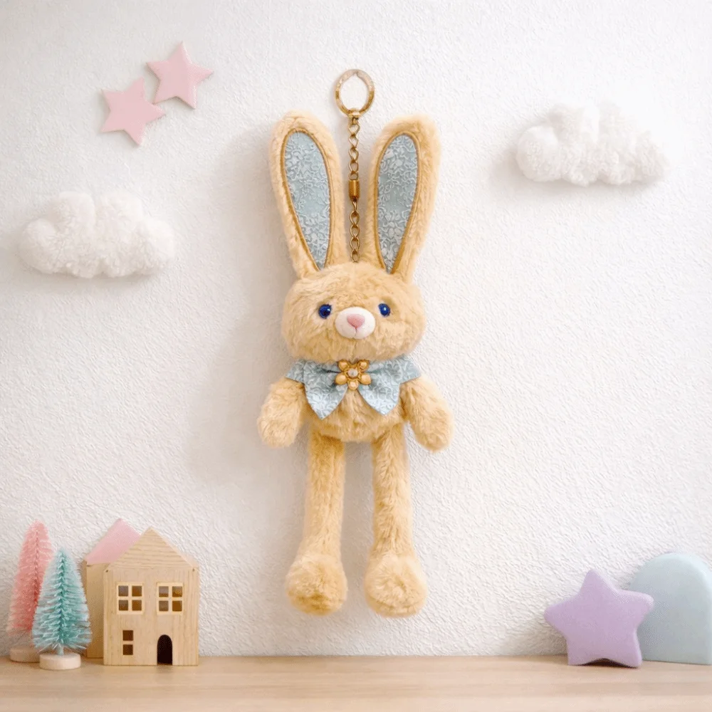 Soft Stuffed Stuffed Bunny Keychain 30cm Size Creative Design Ear Pulling Rabbit Kawaii Style Children Gits Rabbit Pendant view 5