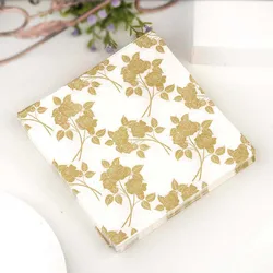 10/20pcs/Pac 33cm 2-Ply Golden Leaf Printed Napkin Wedding Cup Flower Paper Colourful Placemat Paper Mouthcloth Banquet Paper